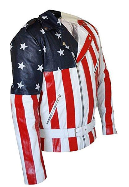 Halloween Jacket - American Flag Biker Leather Jacket