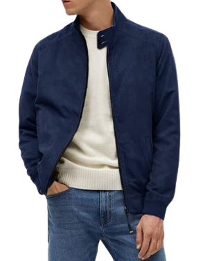 Crocodile Fur Cotton Jacket Men, Blue