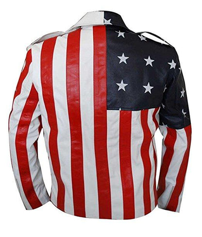 Halloween Jacket - American Flag Biker Leather Jacket