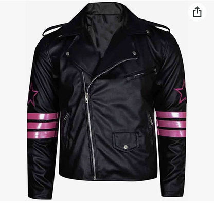 Halloween Jacket - Hitman Bret Hart Girl Leather Jacket, Black