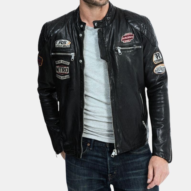 Leather Movie Jacket Men, Black