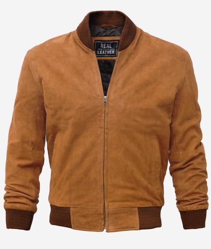 Premium Suede Leather Jacket Men, Brown