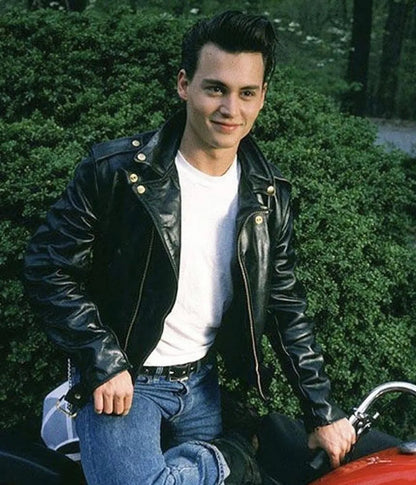 Johnny Depp Cry Baby Black Leather Jacket