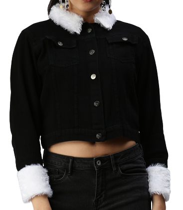 Contrast Teddy Collar Flap Pocket Cord Jacket