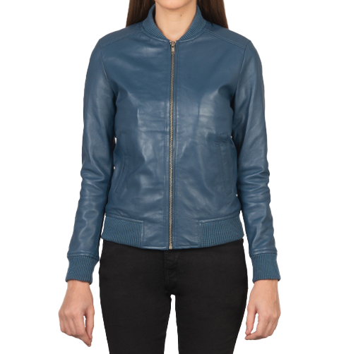 Bomber Jacket Women, Sapphire Leather Jacket