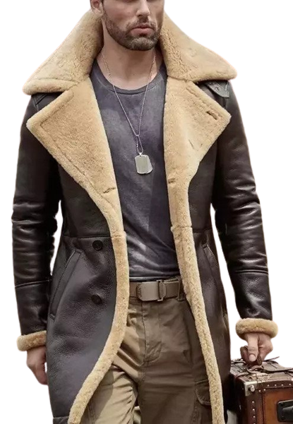 Trench Men Shearling Jacket, Brown