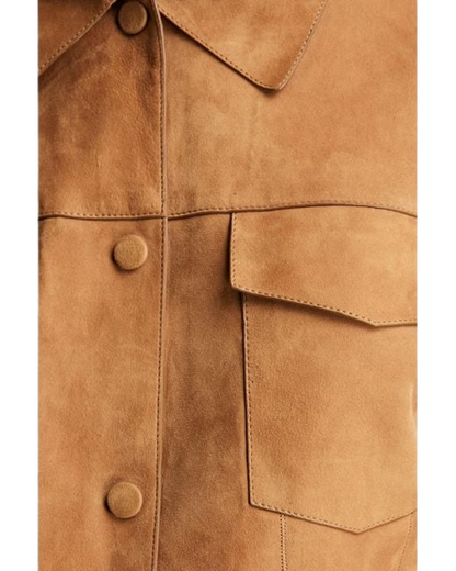 Camel Max Suede Trucker Leather Jacket