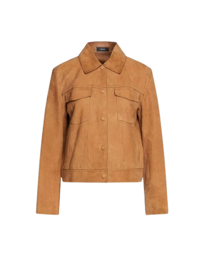 Camel Max Suede Trucker Leather Jacket