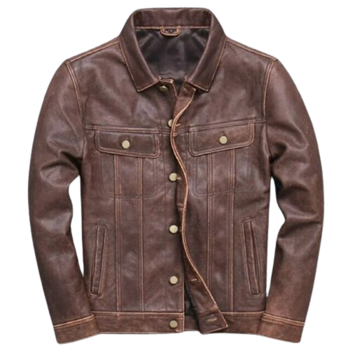 Stylish Slim Biker Jacket Men, Brown