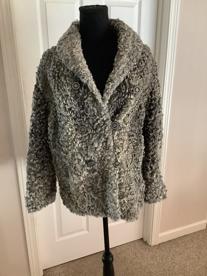 Vintage Grey Astrakhan Shearling Fur Coat