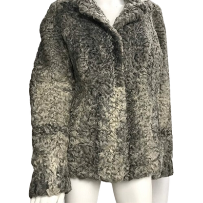 Vintage Grey Astrakhan Shearling Fur Coat