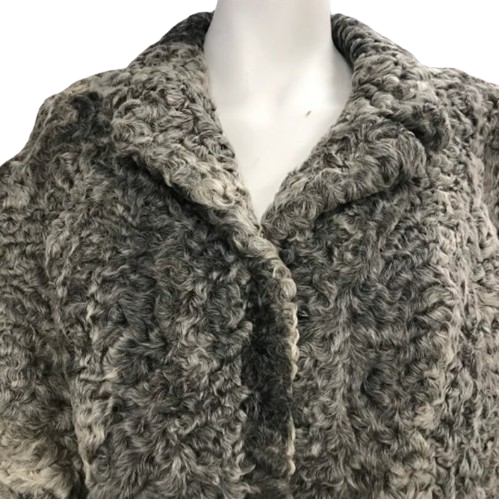 Vintage Grey Astrakhan Shearling Fur Coat