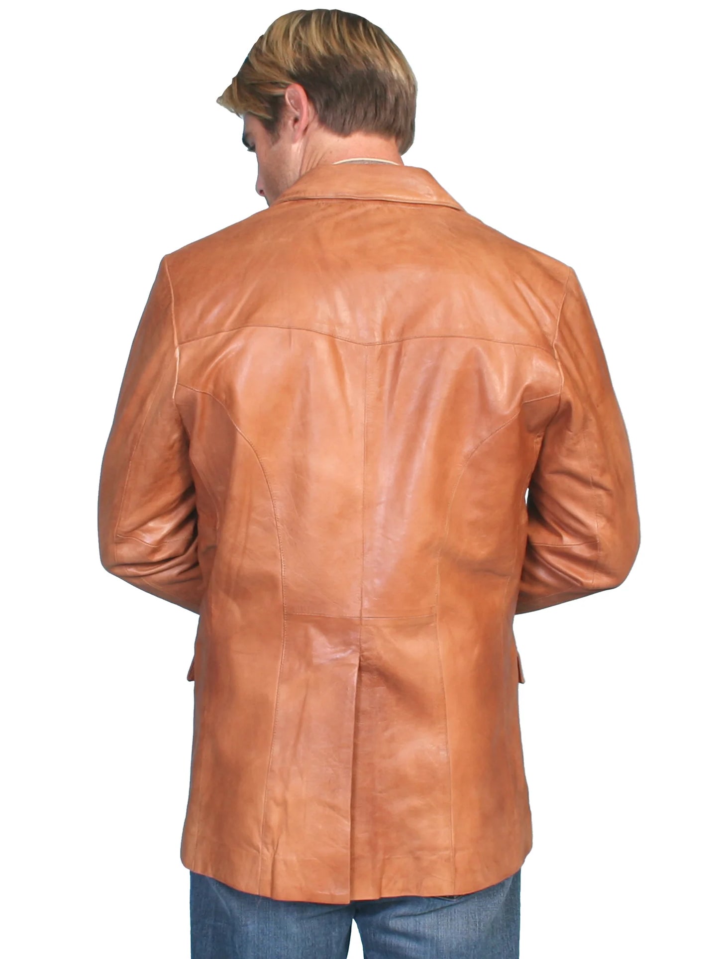 Scully Tan Lambskin Leather Blazer Men, Brown