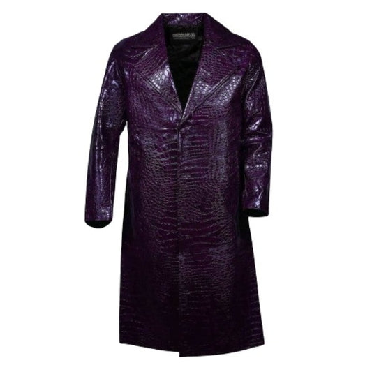 Jared Leto Leather Coat | Joker Purple Leather Trench Coat