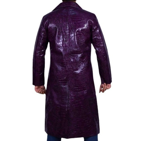 Joker Purple Leather Trench Coat