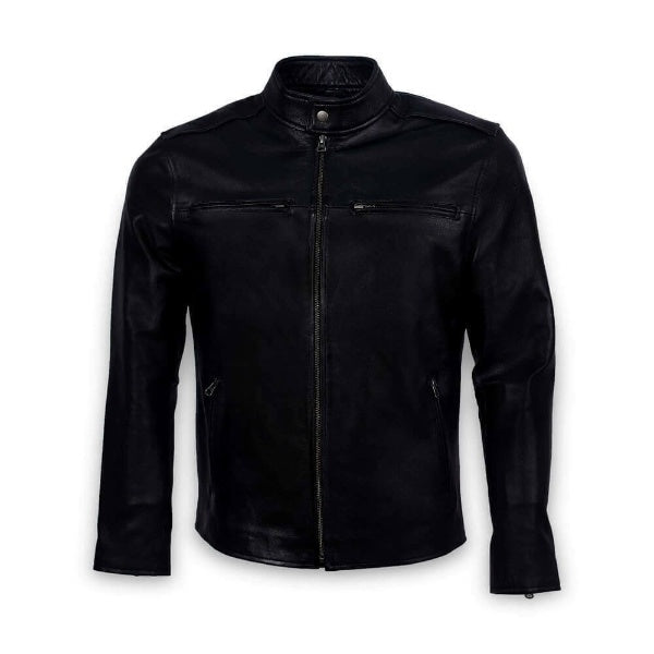 Best Plain Black Leather Jacket. Front