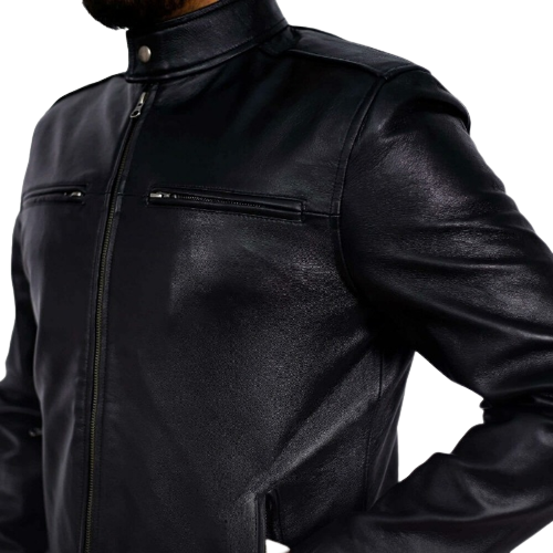 Best Plain Black Leather Jacket, Lapel Collar