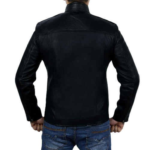 Best Plain Black Leather Jacket, Back