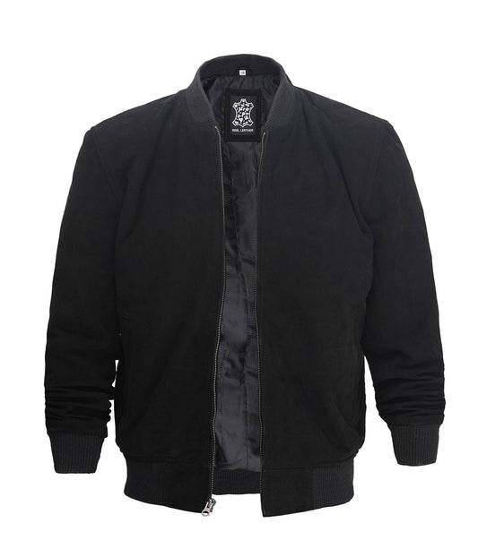 Premium Suede Leather Jacket Men, Black