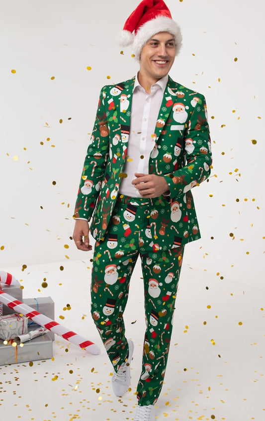 Christmas Santa Green Suit
