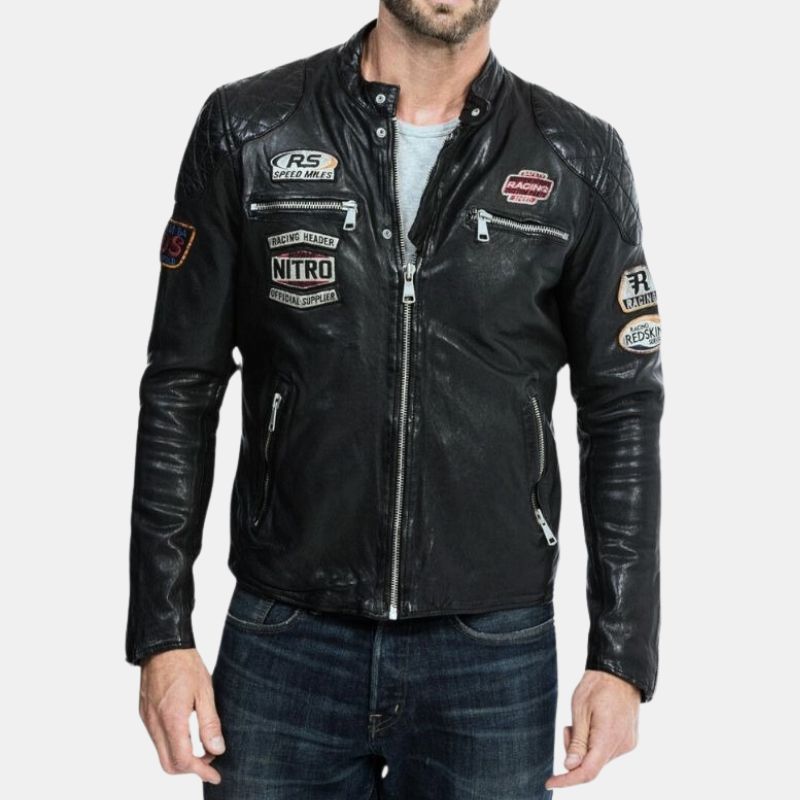 Leather Movie Jacket Men, Black