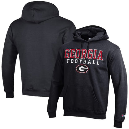 mens champion black georgia bulldogs football stack pullover hoodie