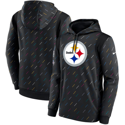 mens nike charcoal pittsburgh steelers nfl crucial catch therma pullover hoodie