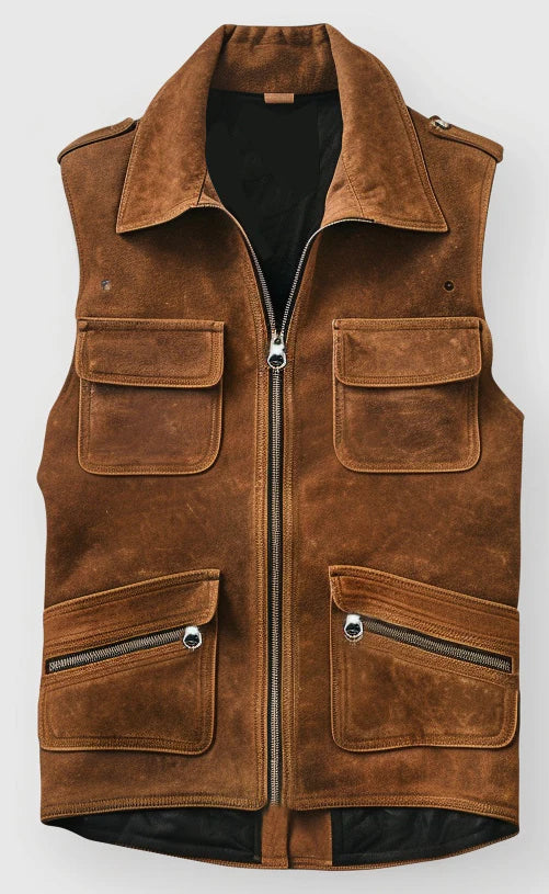 Brown Leather Vest For Men