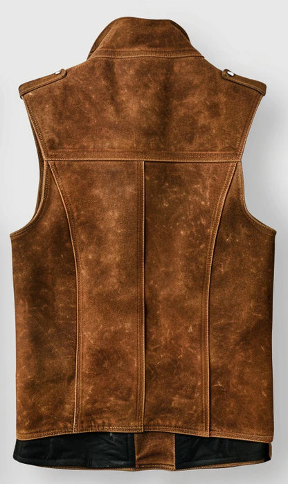 Brown Leather Vest For Men