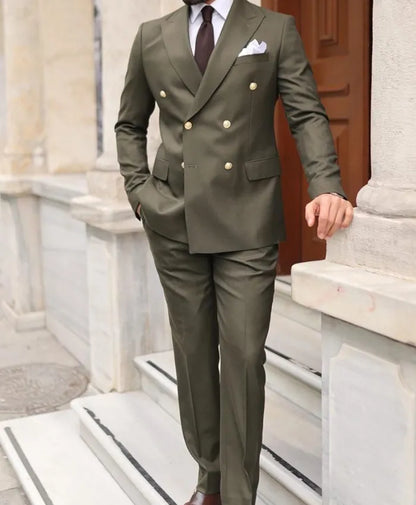 Two Piece Military Green Suit