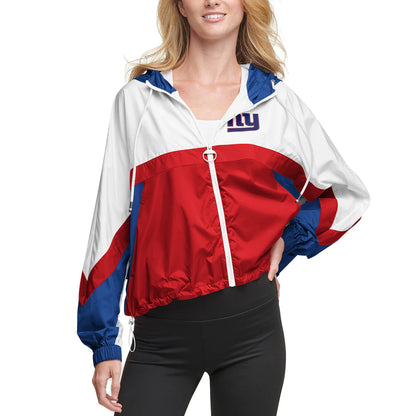 red new york giants color blocked full zip windbreaker jacket