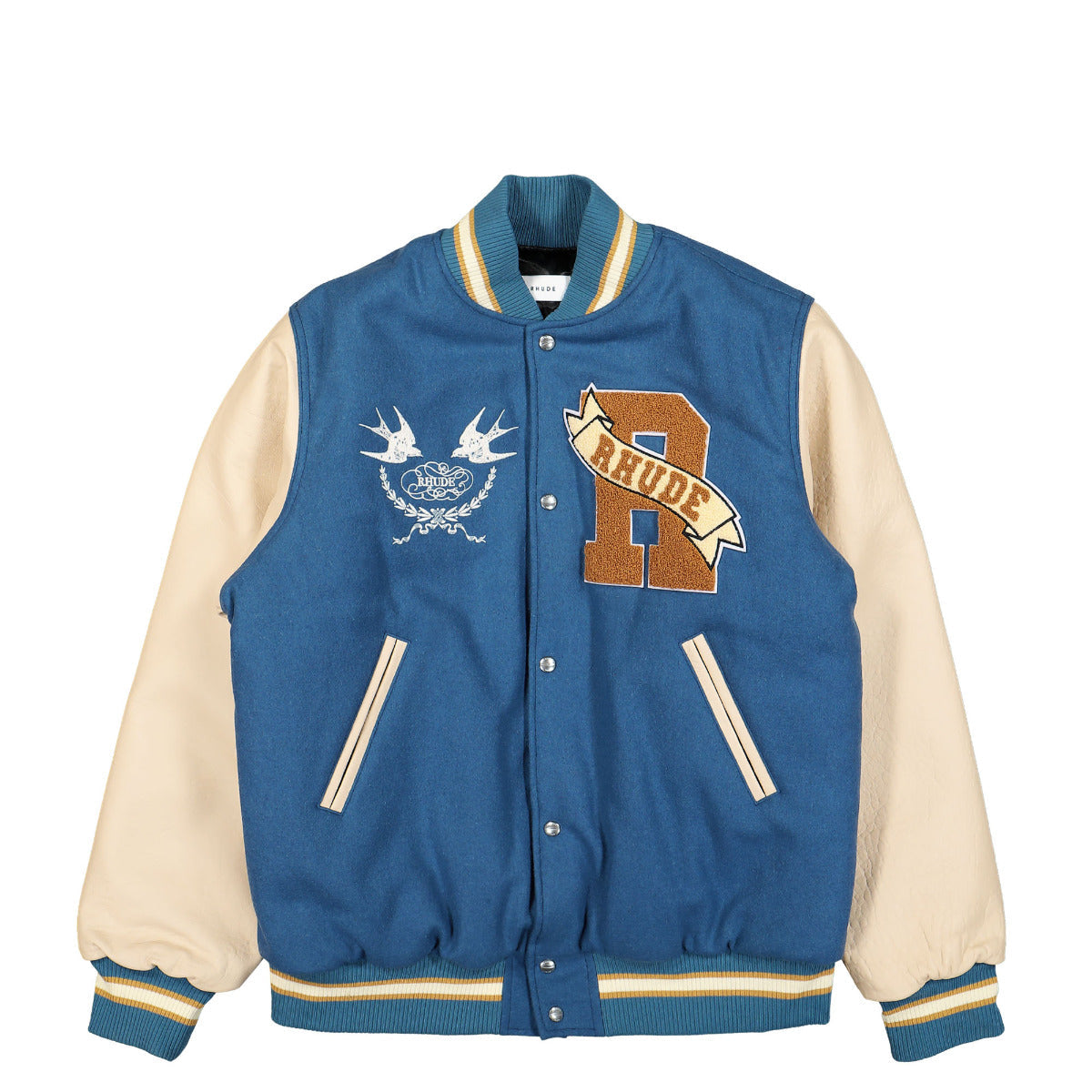 Blue Sparrow Letterman Varsity Jacket Slate/Cream