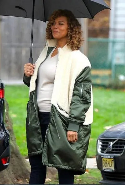 The Equalizer Queen Latifah Green & White Coat