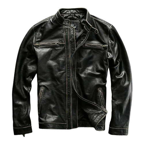 Hudson Black Leather Biker Jacket