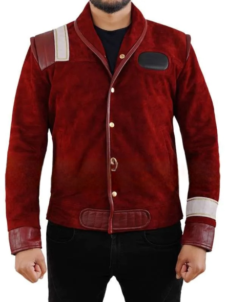 Men's Red Suede Leather Jacket