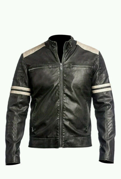 Cafe Racer Vintage Retro Motorbike Leather Jacket