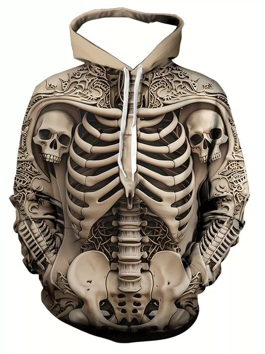 Men's Vintage Sweatshirt 3D Skull Printed Hoodie