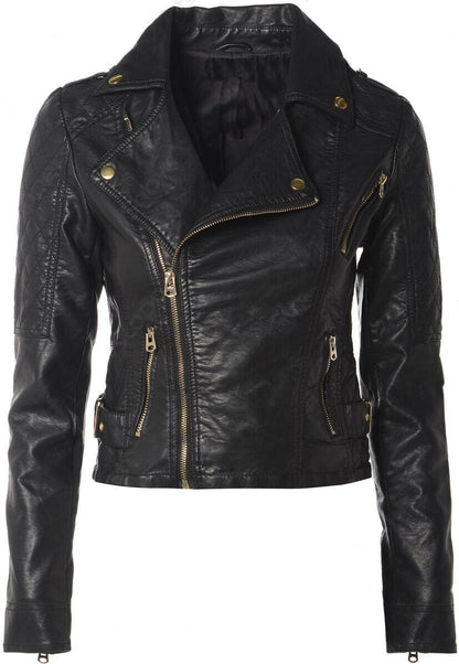 Women Biker Jacket, Black Leather Jacket