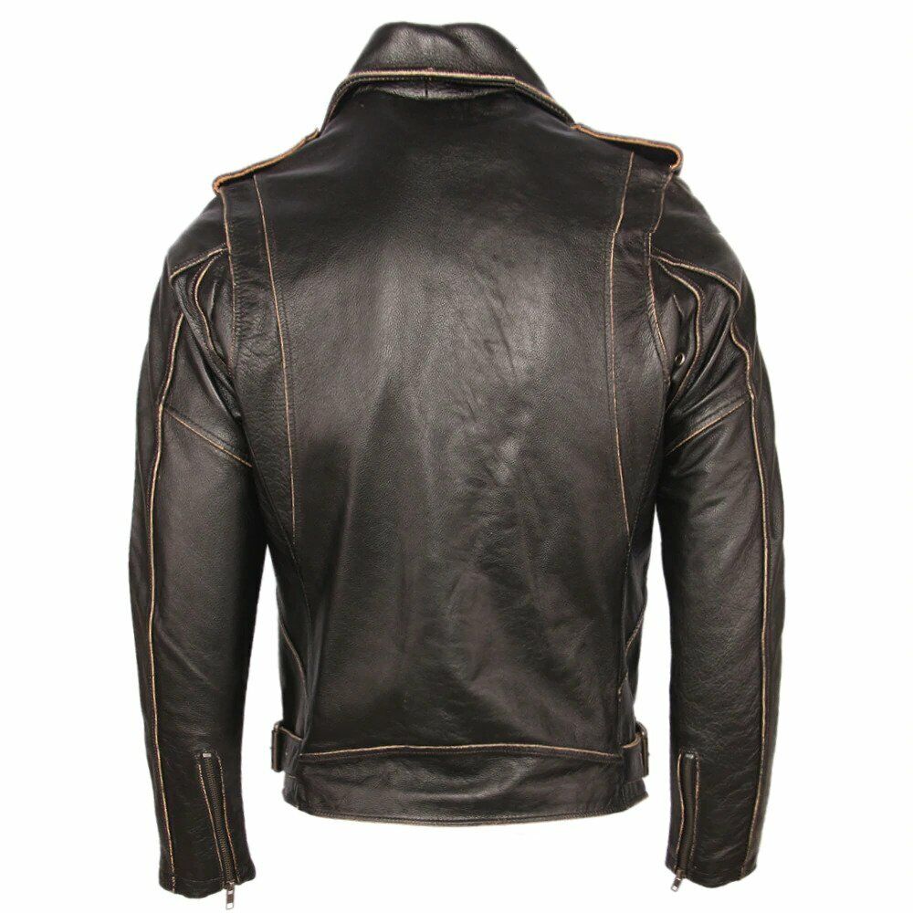 Aguila Aged Leather Biker Jacket Men