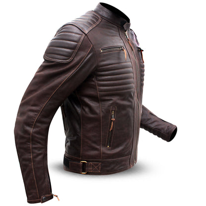 Men's Leather Motorcycle Jacket Biker Motorbike Jacket, Sleeves