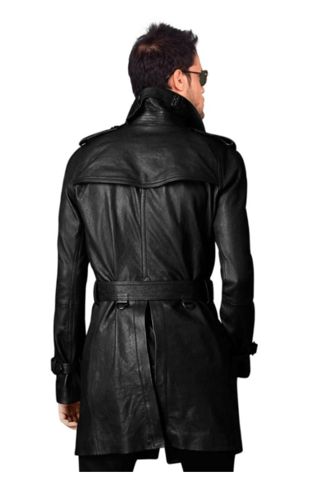 Black Leather Trench Coat - Zing Apparel 