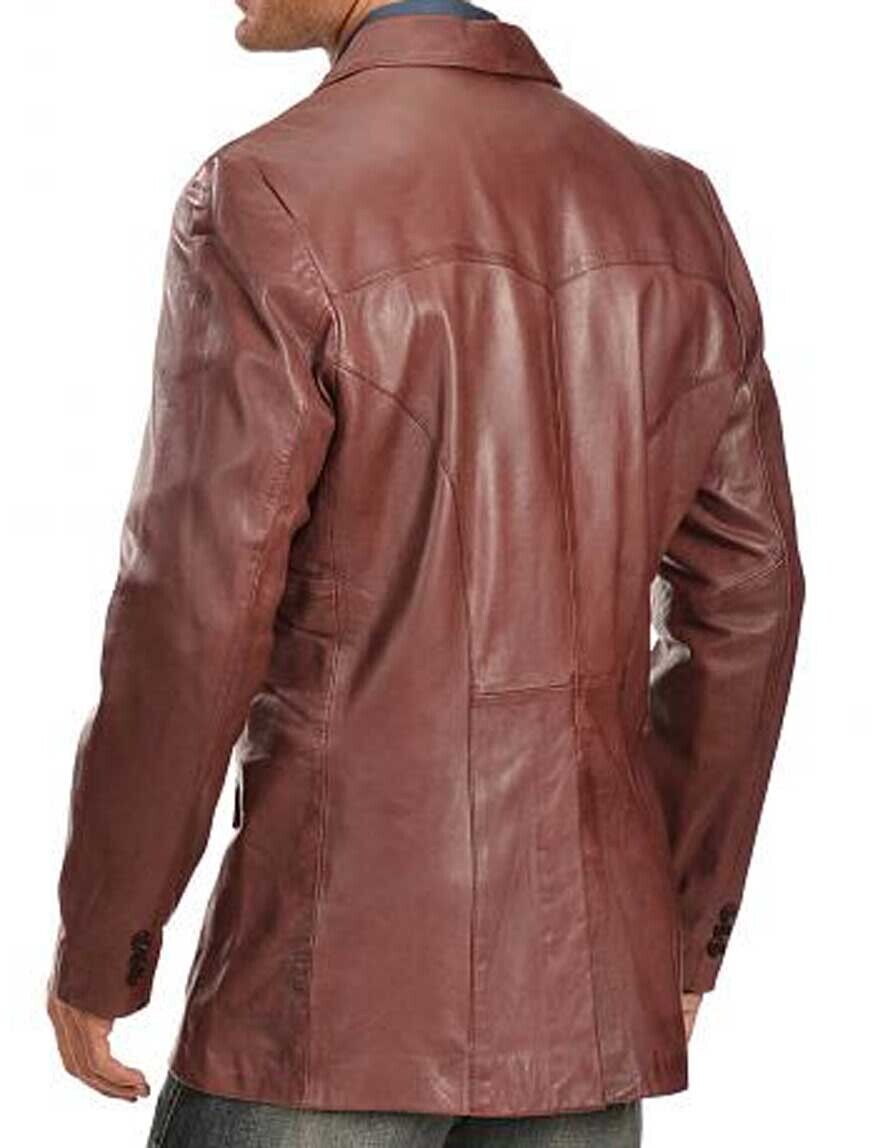 Scully Lambskn Leather Blazer Men, Brown