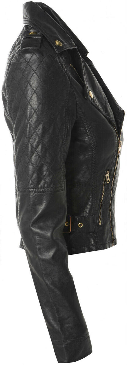 Women Biker Jacket, Black Leather Jacket