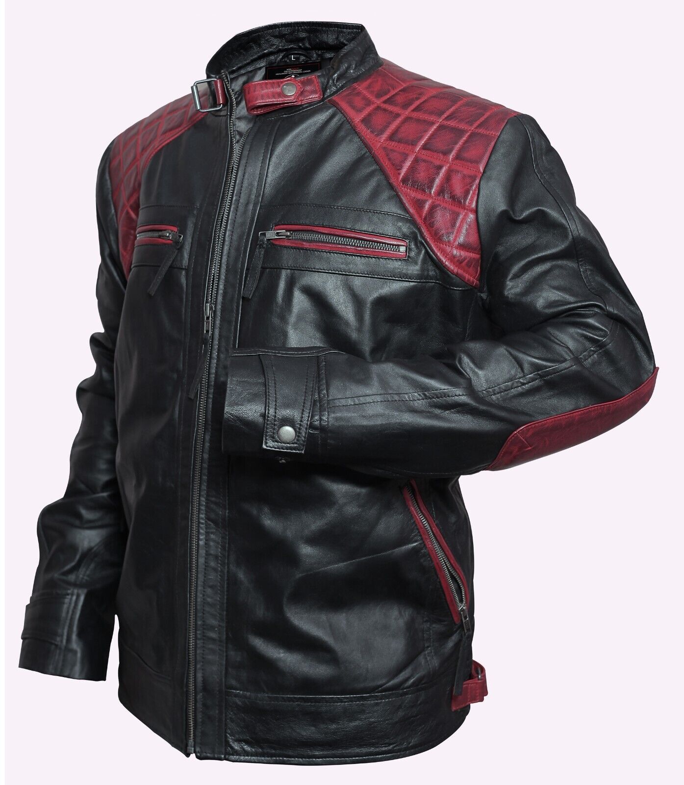 Rollins Black and Maroon Leather Jacket