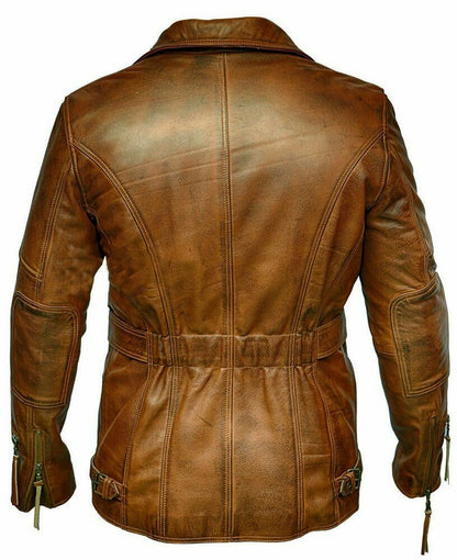 Tan Brown Belted Sheep Leather Jacket