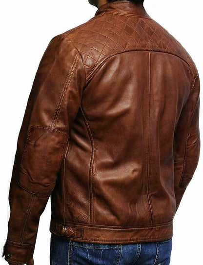 Modern Biker Jacket Men, Brown