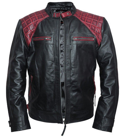 Rollins Black and Maroon Leather Jacket