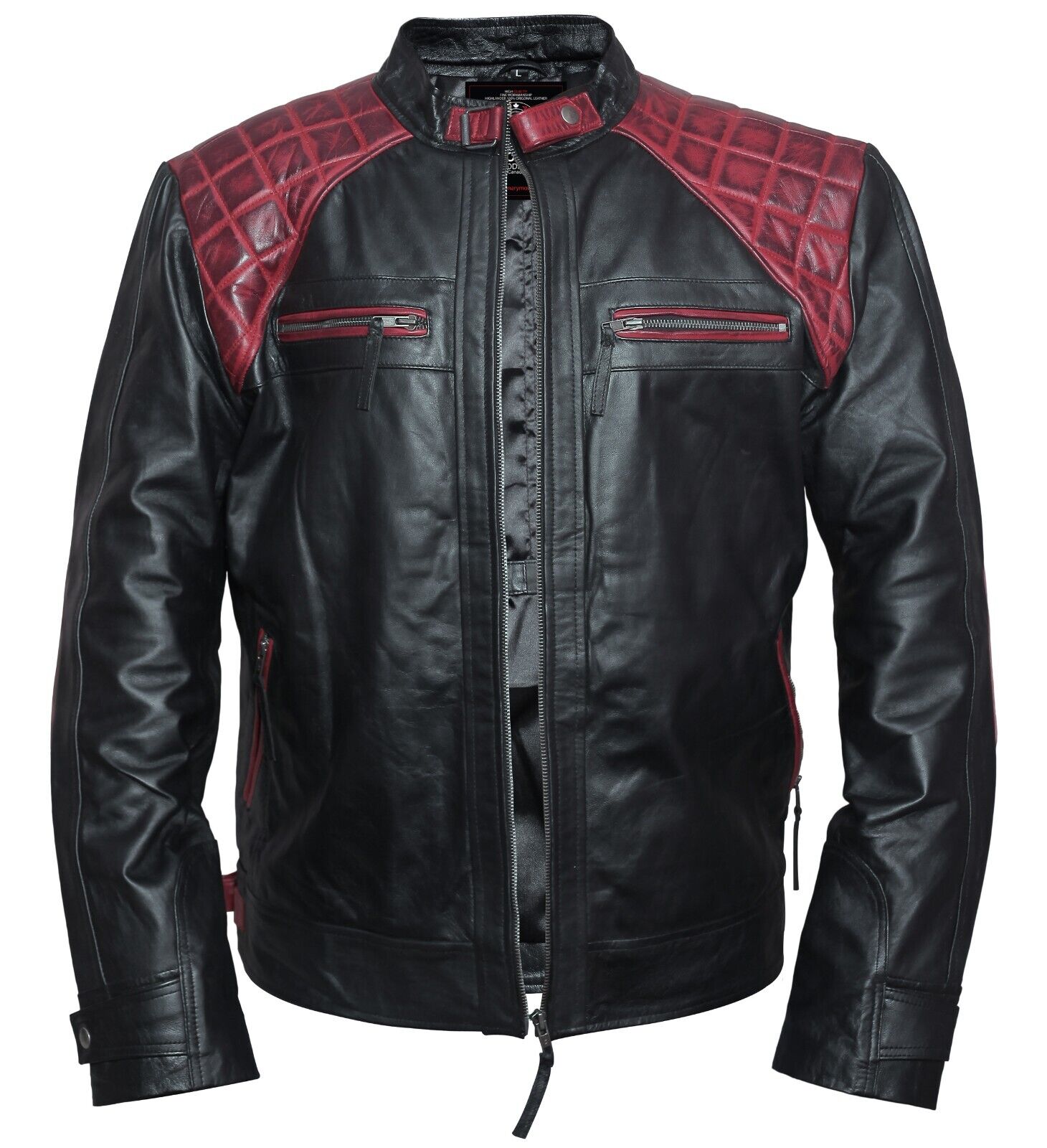 Halloween Jacket - Rollins Black and Maroon Leather Jacket - zing apparel 