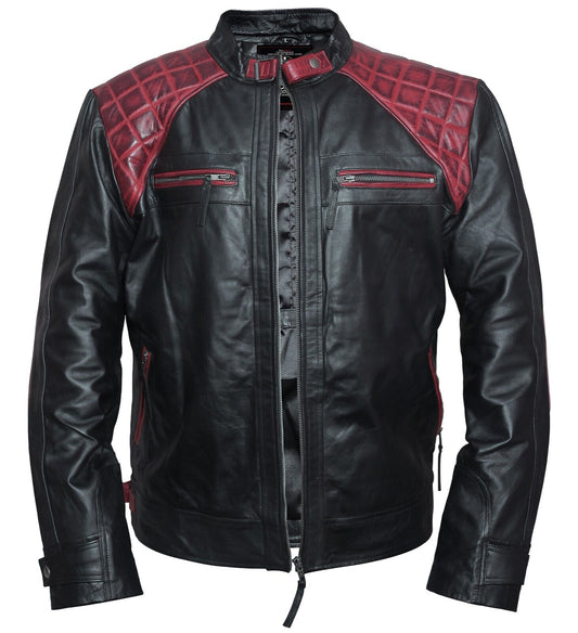 Halloween Jacket - Rollins Black and Maroon Leather Jacket - zing apparel 