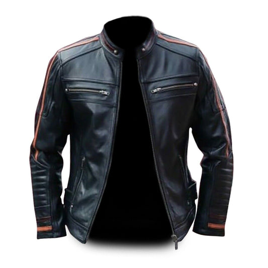Rivet Antique Leather Jacket Men, Black